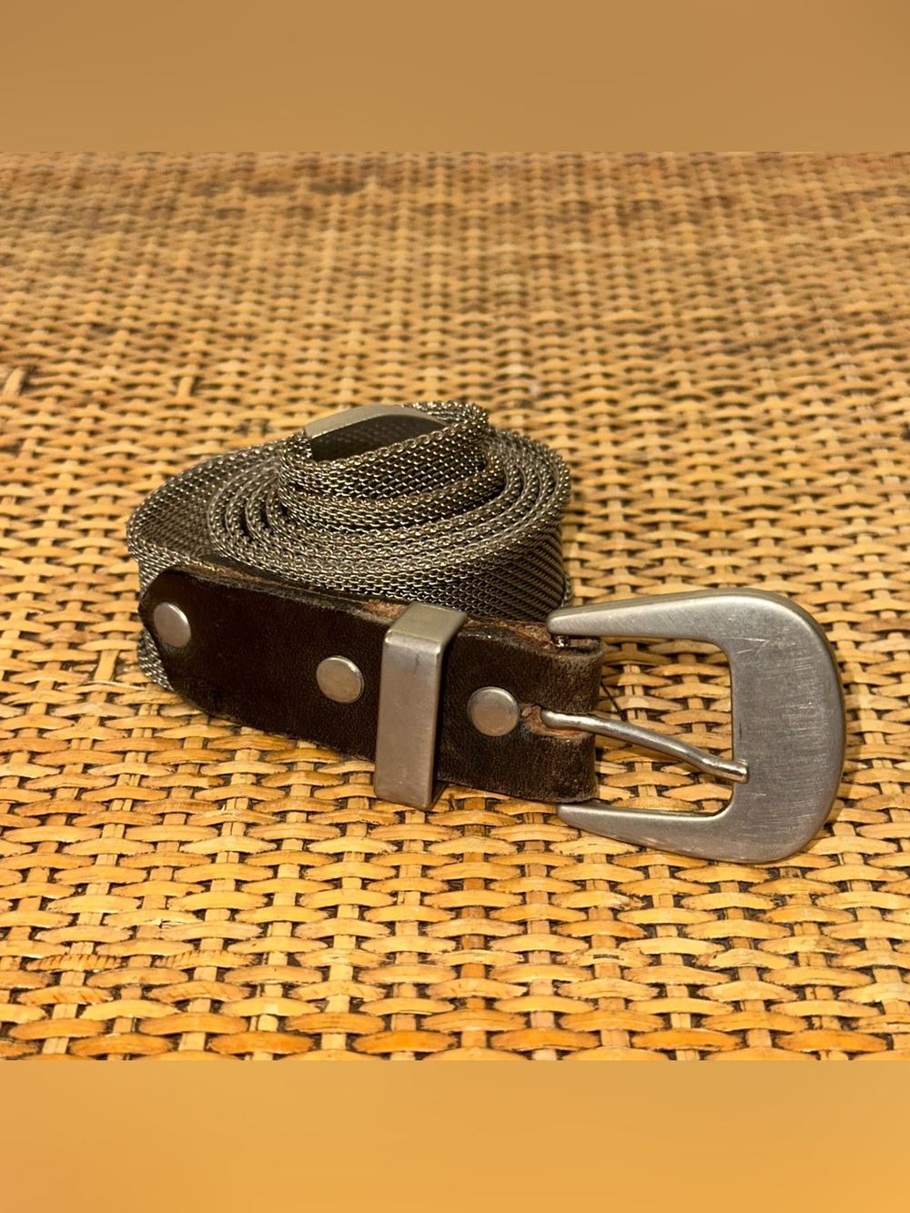 Vintage Another Line Womens Metal Belt Silver Color Mad Max Punk Made In Italy